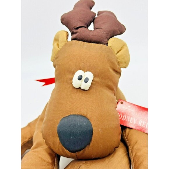 Hallmark Rodney Reindeer Plush Nylon Christmas Stuffed Animal 12 inch Tags VTG - Picture 2 of 10